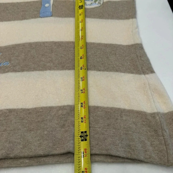La Martina Polo Women's will cashmere blend V-Neck Sweater - Cream and Brown - Picture 9 of 12
